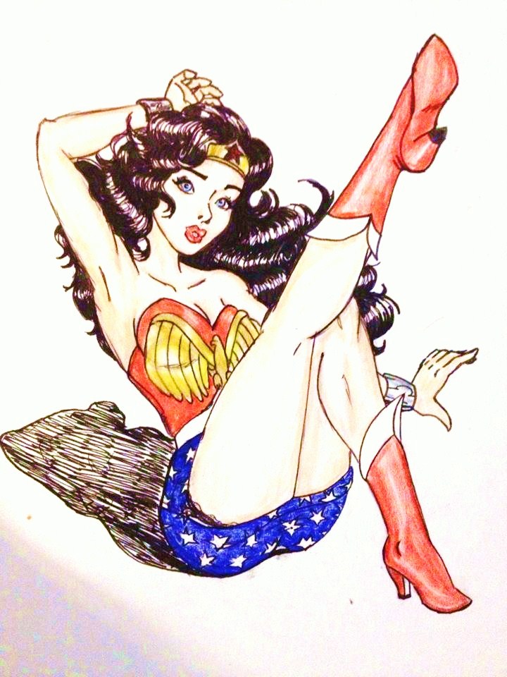 Fan Art of 1940's Wonder Woman Pin Up for fans of Wonder Woman. 