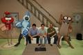 Benson,Mordecai and Rigby with the show creator J.G.Q and William Salyers,Sam Marin - regular-show photo
