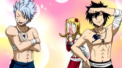  Lyon B. and Gray F. w/ Lucy H. (Fairy Tail)
