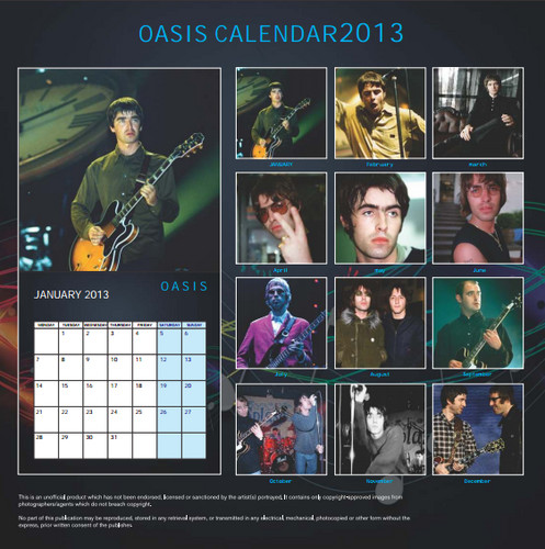  Oasis Exclusive Unofficial 2013 Calendar