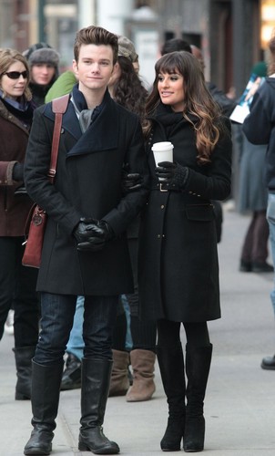  On Set Of Glee in New York with Chris Colfer & Dean Geyer - November 18, 2012