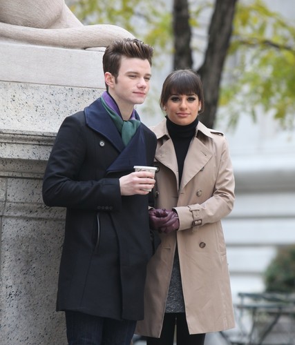 On Set Of Glee in New York with Chris Colfer - November 18, 2012