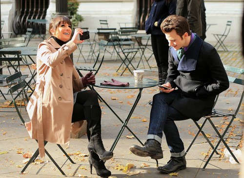 On Set Of Glee in New York with Chris Colfer - November 18, 2012