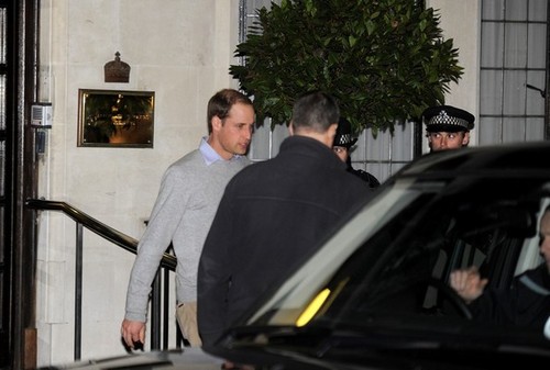  Prince William leaves the King Edward II Hospital after visiting his newly pregnant wife