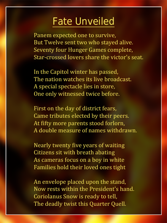 The Hunger Games Movie Catching Fire-Inspired Poem