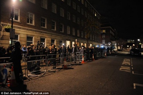  The waiting media outside King Edward VII Hospital the announcement that she is expecting a baby