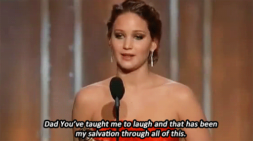  Jennifer Lawrence accepting her first Golden Globe for Silver Linings Playbook