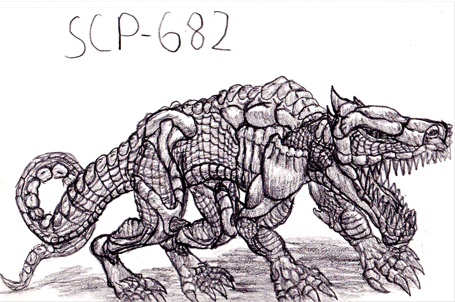 scp-682 (scp foundation) drawn by megum