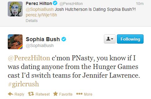  Sophia 衬套, 布什 about her dating Josh Hutcherson