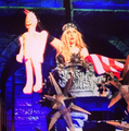 Gaga's reaction to "Pigrez" Hilton blow up doll thrown on stage - lady-gaga photo
