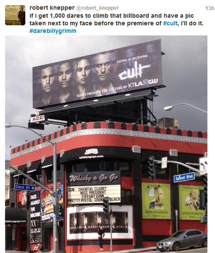 Dare Robert Knepper on twitter if you wanna see that little figure climb on top of that billboard!!