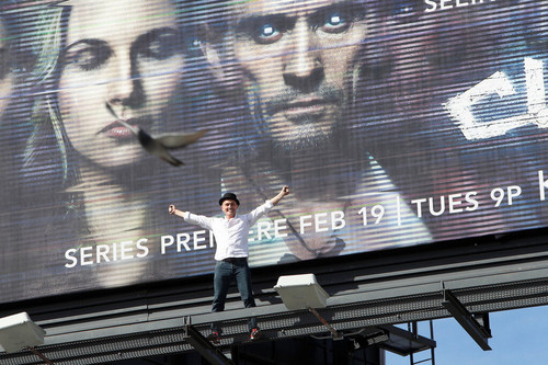 Rob climbed the billboard!!