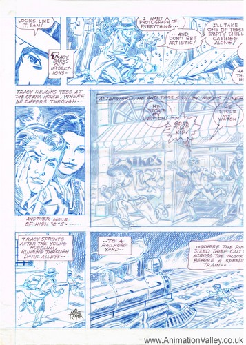  Original Dick Tracy comic page hand drawn and signed द्वारा artist Mike Royer.