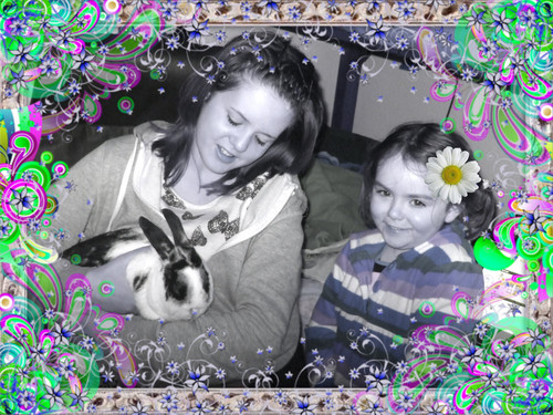 me my lil sis and scampi the bunny