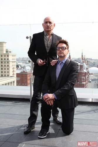  Ben Kingsley and Robert Downey, Jr. in Moscow on the "Iron Man 3" World Tour