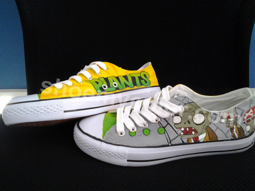 Plants vs. Zombies hand painted low вверх shoes