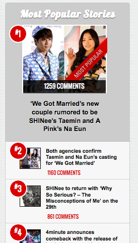 SHINee and Taemin's articles are first to third on ALLKPOP