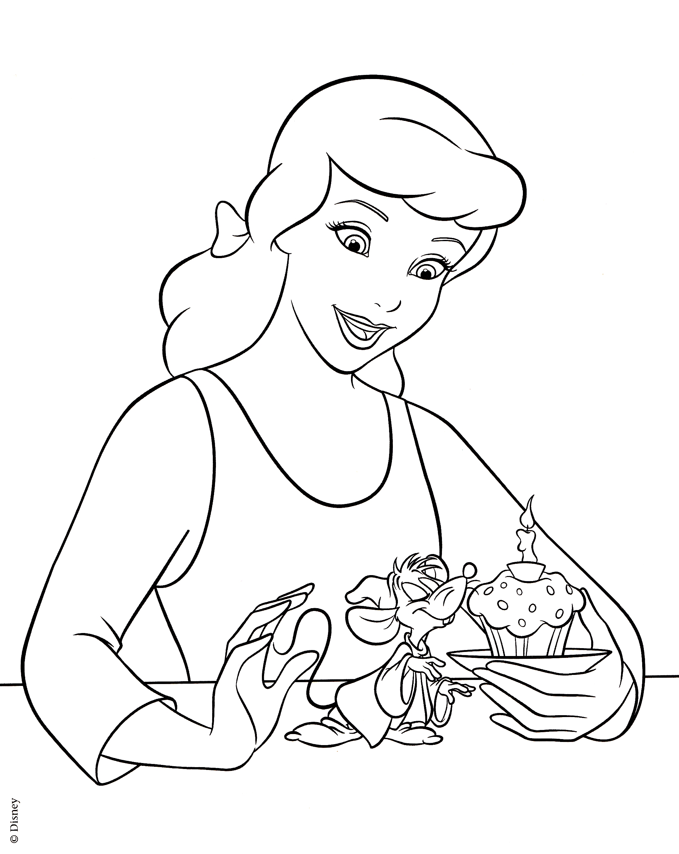 Walt Disney Coloring Pages - Princess Cinderella & Jaq ...