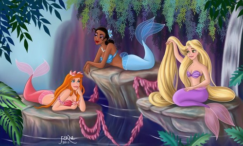 Disney princesses & leading ladies as mermaids