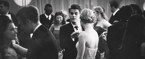 Stefan and Caroline dance at prom