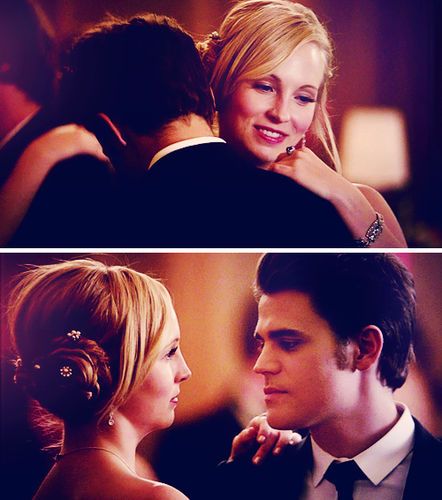 Stefan and Caroline dance at prom
