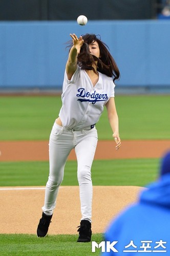 Tiffany's 1st pitch @ Dodger's Game