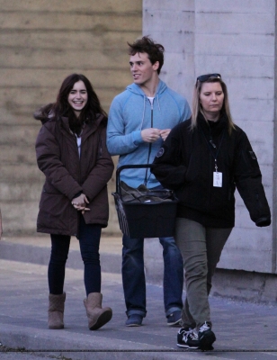  Lily and Sam Claflin filming "Love, Rosie" in Toronto, Canada (May 16th 2013)