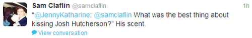 Sam tweets about Josh Hutcherson!