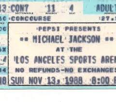  A Vintage Michael Jackson 음악회, 콘서트 Ticket Stub