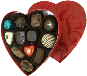 Chocolates in heart box