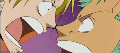 One Piece - Zoro and Sanji, soo close kisses xD very funny 