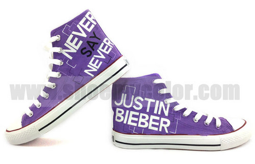  Justin Bieber purple shoes hand painted