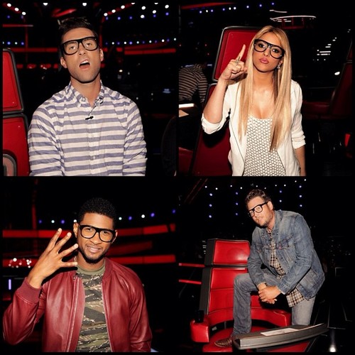  The voice Judges with usher's glasses