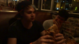 michael eating a burger