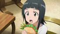 Yui eating a burger, how cute! - sword-art-online photo
