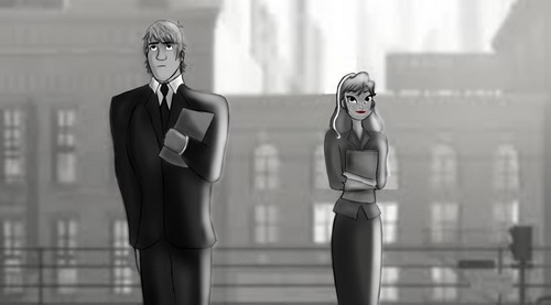 Anna and Kristoff as Meg and George from Paperman