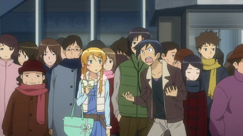 Notice the difference between Kyousuke and the rest of the crowd?