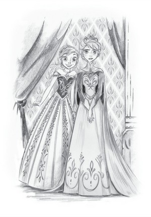  Official ফ্রোজেন illustration of Elsa and Anna