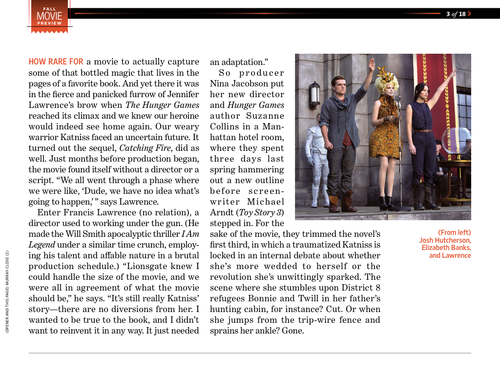  Scans of the Catching feuer Artikel in EW’s ‘Fall Movie Preview”