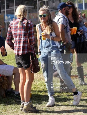 Price Harry's girlfrend, attends day 3 of the 2013 Glastonbury Festival at Worthy Farm on June 29