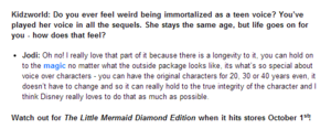 The Little Mermaid Q&A with Jodi Benson (voice of Ariel)