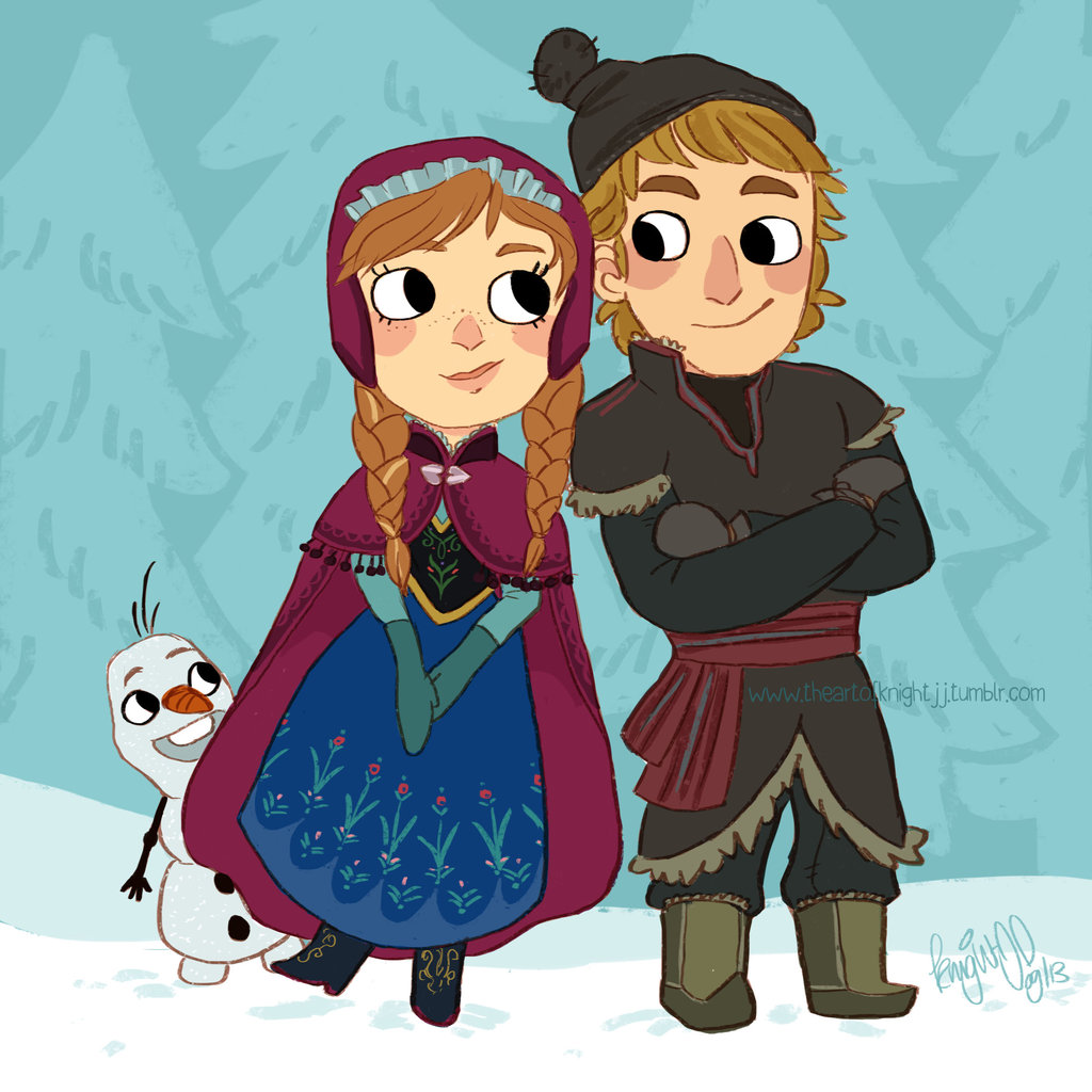 Frozen Fan Art: Anna, Kristoff and Olaf.