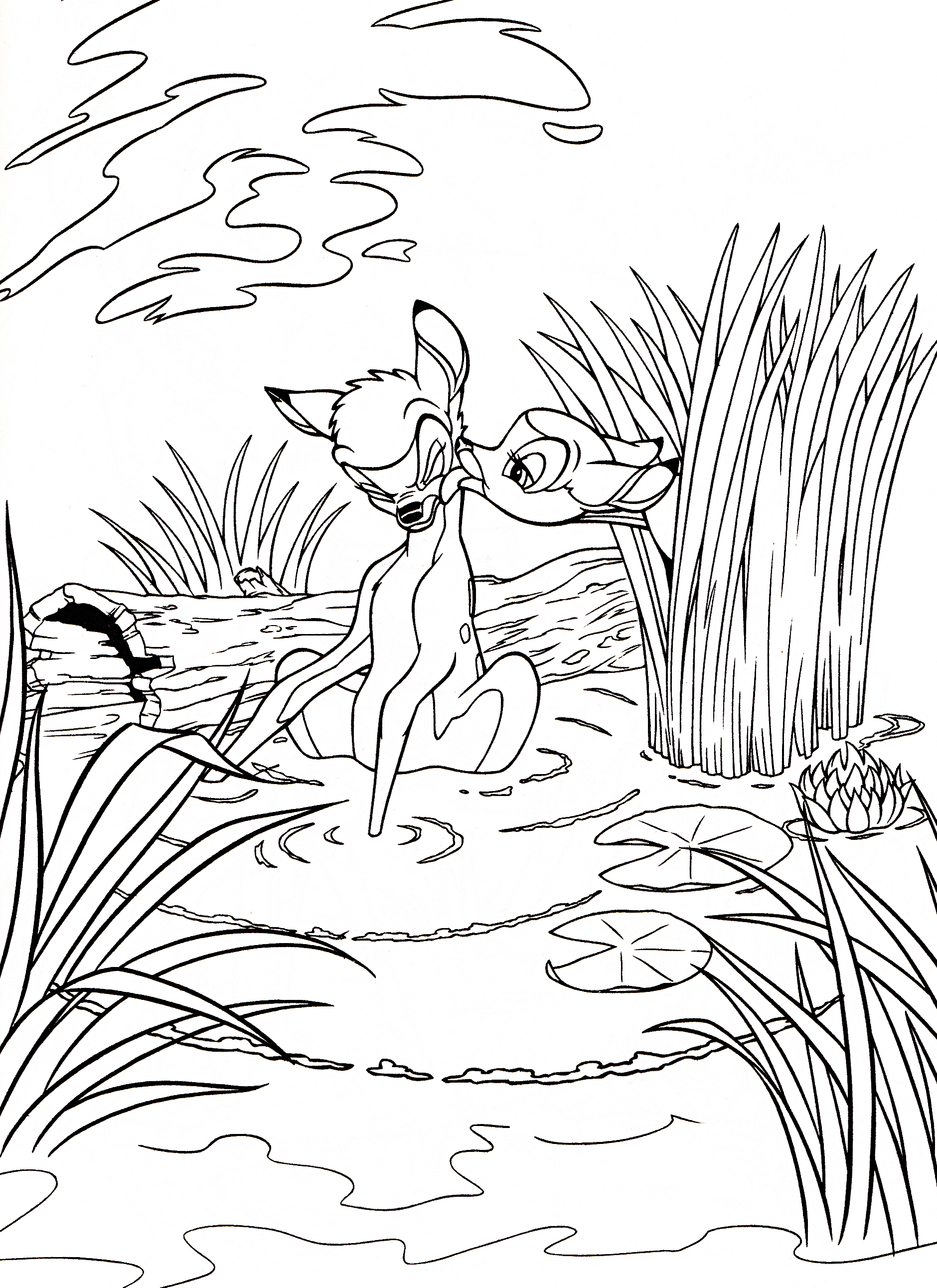 Walt Disney Coloring Pages - Bambi & Faline - Walt Disney Characters