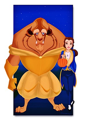  Walt Disney tagahanga Art - The Beast & Princess Belle