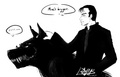 Crowley and his Hellhound - supernatural fan art