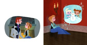  《冰雪奇缘》 Elsa's Icy Magic and Anna's Act of True 爱情 Illustrations
