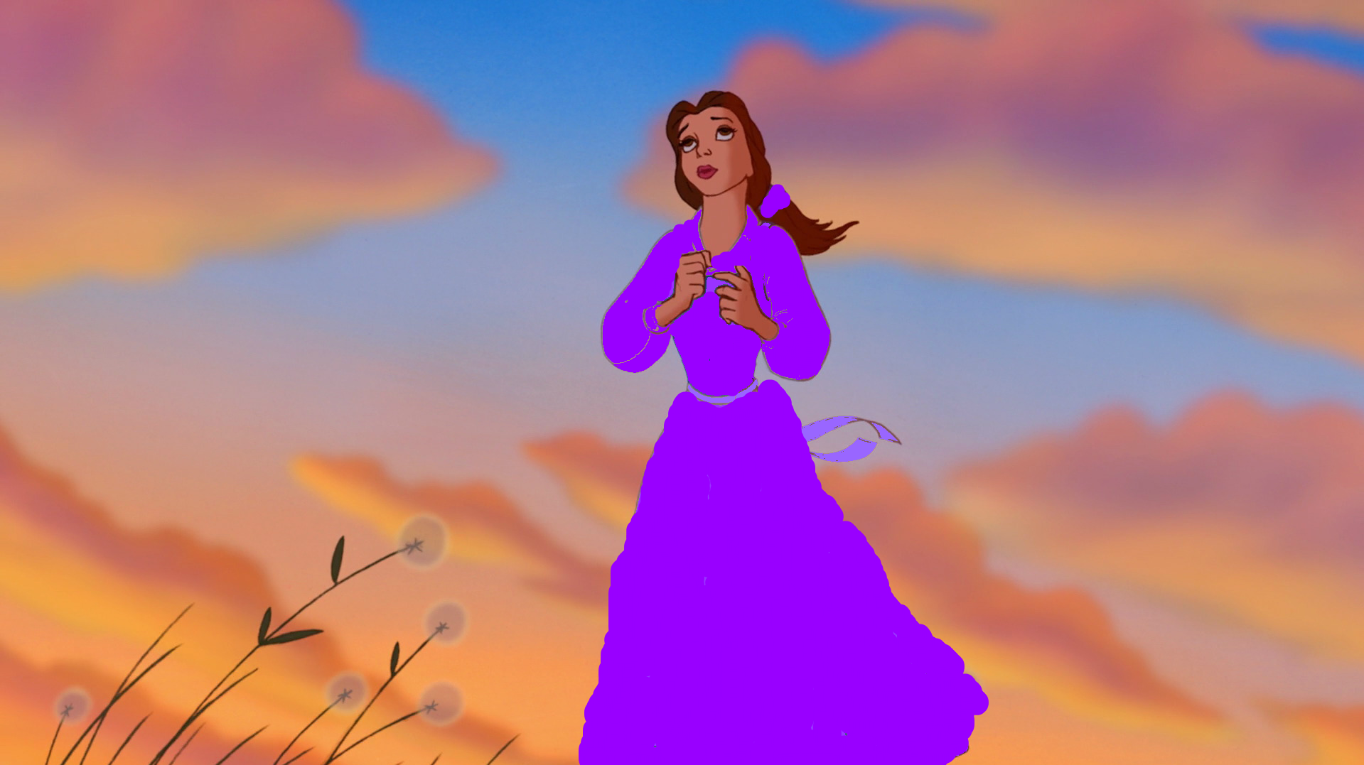 Belle dressed in purple Disney Princess Fan Art