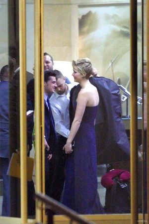  Josh Hutcherson and Jennifer Lawrence leaving Madrid
