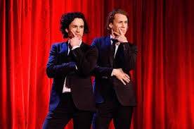The [cute]guys of "Ylvis" - red background