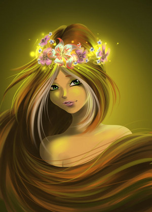 Flora with a maua, ua crown.